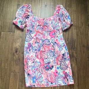 New Colorful Floral Puff Sleeve Dress